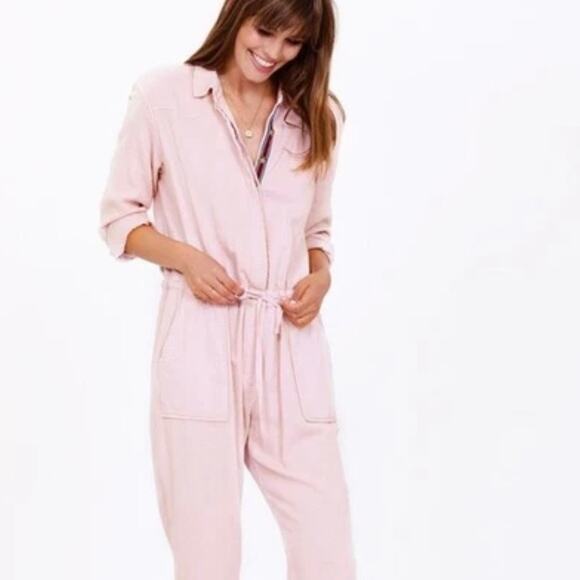 XIRENA WILSON JUMPSUIT MYSTIC PINK Size Small Tavern Twill Cotton Crop - Picture 1 of 12